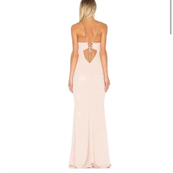 NEW- NWOT Katie May Luna Gown Dress 6 Dusty Rose Maxi Backless Formal - Picture 2 of 7
